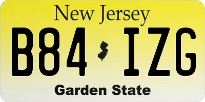 NJ license plate B84IZG