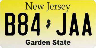 NJ license plate B84JAA