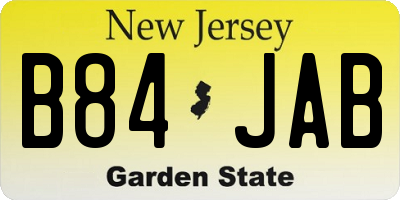 NJ license plate B84JAB