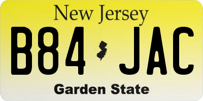 NJ license plate B84JAC
