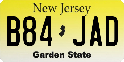 NJ license plate B84JAD