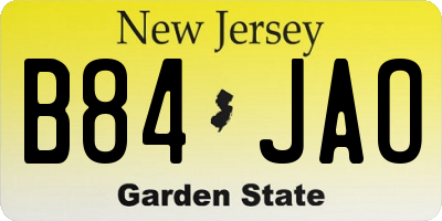 NJ license plate B84JAO