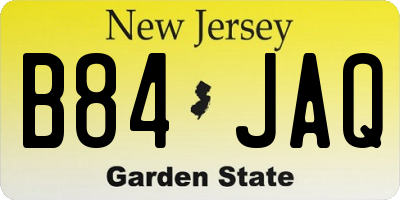 NJ license plate B84JAQ
