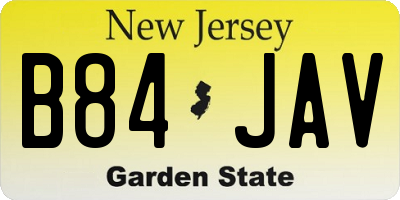 NJ license plate B84JAV