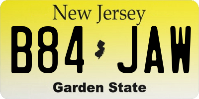 NJ license plate B84JAW