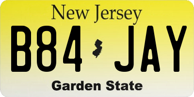 NJ license plate B84JAY