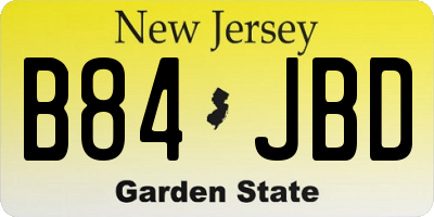 NJ license plate B84JBD