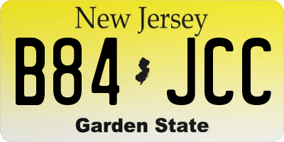 NJ license plate B84JCC