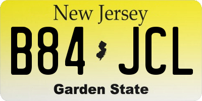 NJ license plate B84JCL