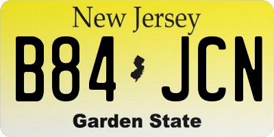NJ license plate B84JCN