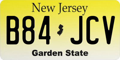 NJ license plate B84JCV