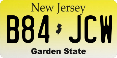 NJ license plate B84JCW