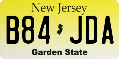 NJ license plate B84JDA