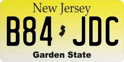 NJ license plate B84JDC
