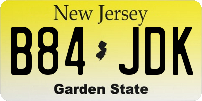 NJ license plate B84JDK