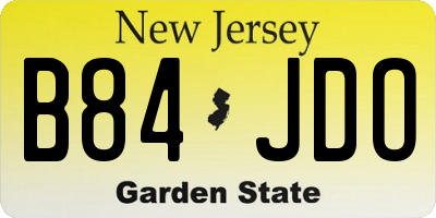 NJ license plate B84JDO
