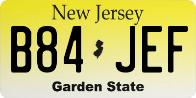 NJ license plate B84JEF
