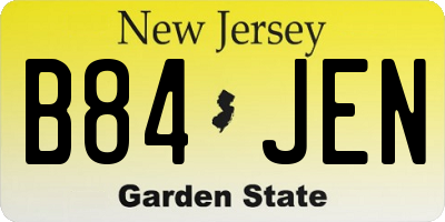 NJ license plate B84JEN