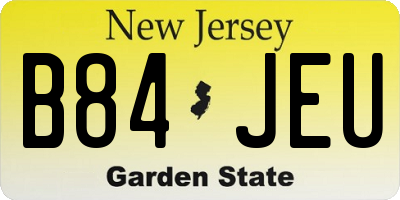 NJ license plate B84JEU