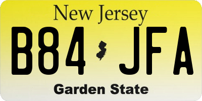 NJ license plate B84JFA