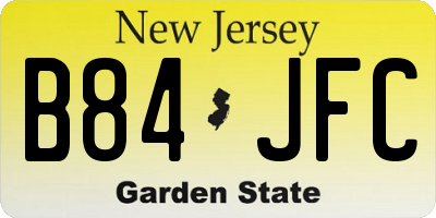 NJ license plate B84JFC