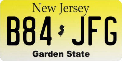 NJ license plate B84JFG