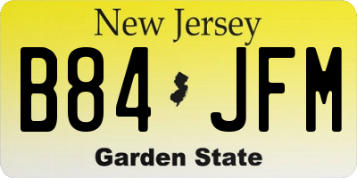 NJ license plate B84JFM