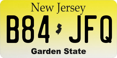NJ license plate B84JFQ