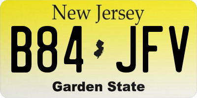 NJ license plate B84JFV