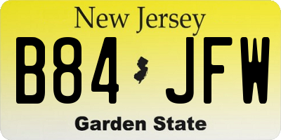 NJ license plate B84JFW
