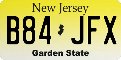 NJ license plate B84JFX