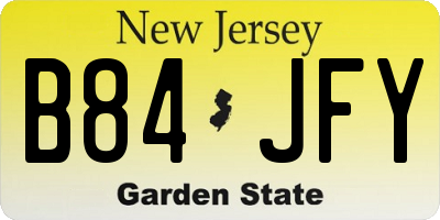 NJ license plate B84JFY