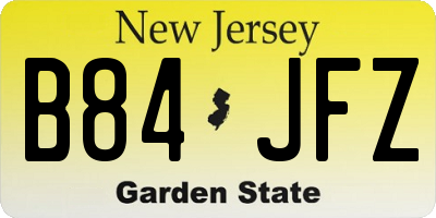 NJ license plate B84JFZ