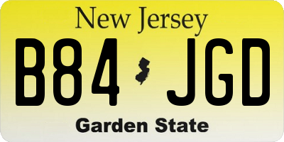 NJ license plate B84JGD