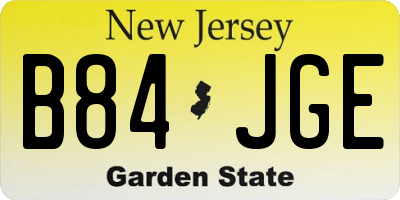 NJ license plate B84JGE