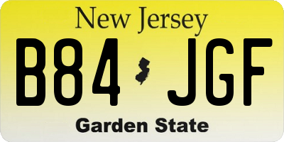 NJ license plate B84JGF