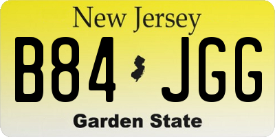 NJ license plate B84JGG