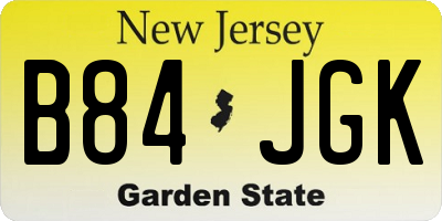 NJ license plate B84JGK