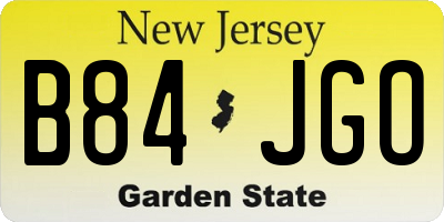 NJ license plate B84JGO