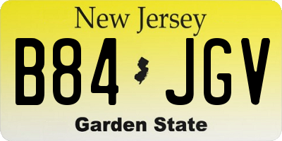 NJ license plate B84JGV