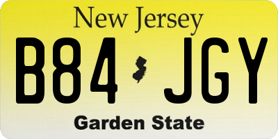 NJ license plate B84JGY