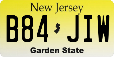 NJ license plate B84JIW