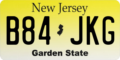 NJ license plate B84JKG
