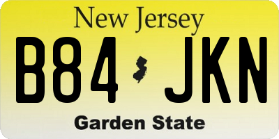 NJ license plate B84JKN