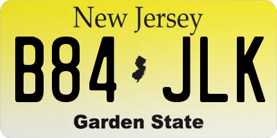 NJ license plate B84JLK