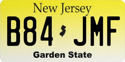 NJ license plate B84JMF