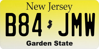 NJ license plate B84JMW
