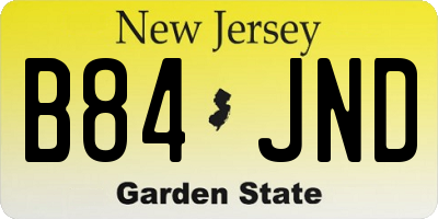 NJ license plate B84JND