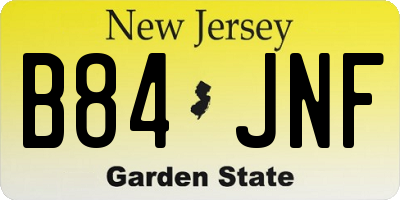 NJ license plate B84JNF