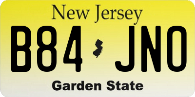 NJ license plate B84JNO